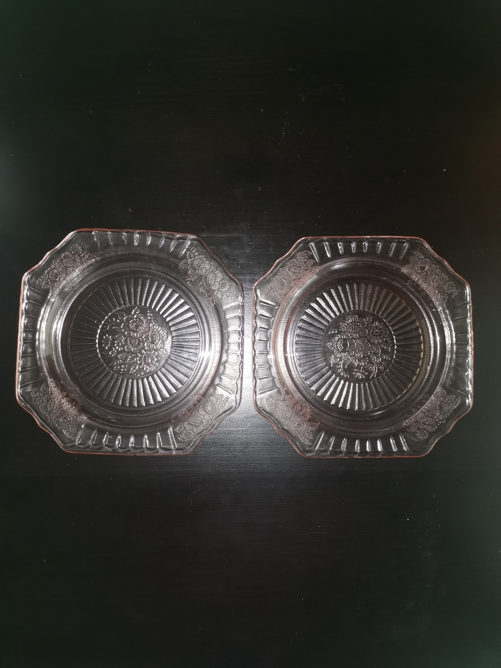 Anchor Hocking Depression Glass Pink Mayfair Open Rose Lucheon Plate Set of 2